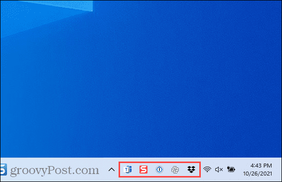 Ikony přetečení rohu hlavního panelu ve Windows 11