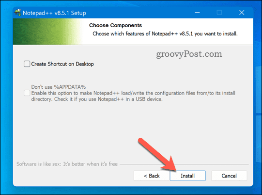 Spusťte instalační program Notepad++