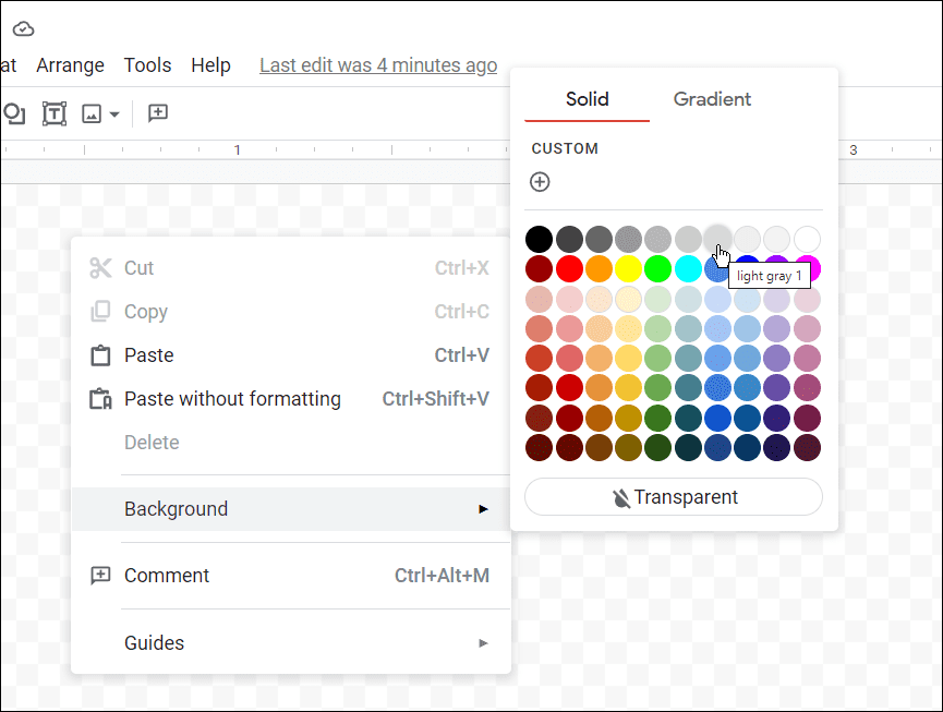 vyberte barvu karty, jak vytvořit karty v Dokumentech Google