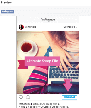 náhled instagramové reklamy