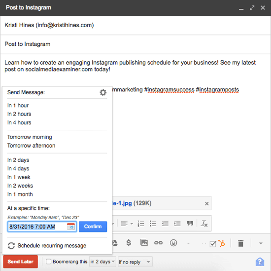 bumerang pro připomenutí v Gmailu