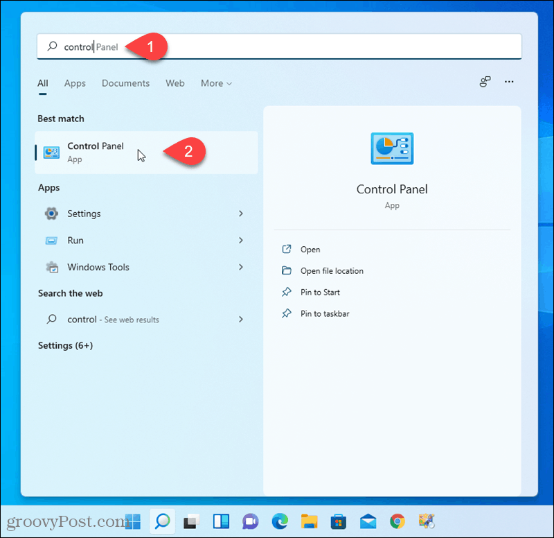 Otevřete Ovládací panely v systému Windows 11