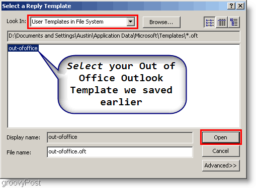 Outlook 2007 - Vytvořit pravidlo aplikace Outlook vyberte šablonu