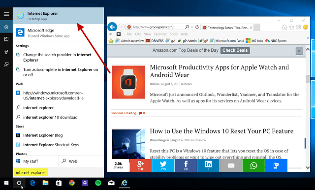 Windows 10 Tip: Najděte a používejte Internet Explorer, když je to potřeba