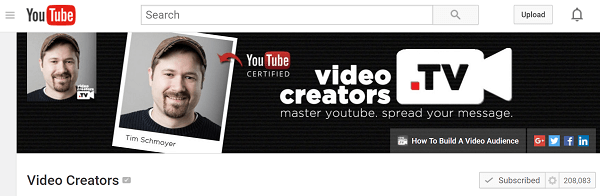 kanál tvůrců videa na YouTube