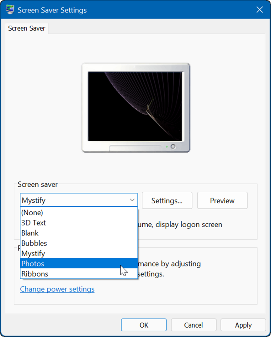 nastavení spořiče obrazovky nastavuje fotografie jako spořič obrazovky v systému Windows