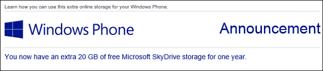 Uživatelé Windows Phone získají 20 GB volného prostoru SkyDrive