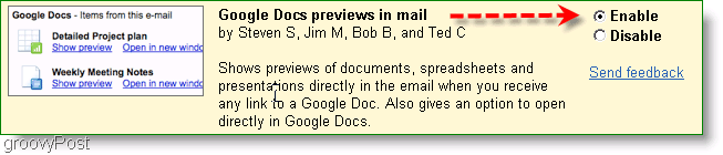 Náhledy dokumentů Google lze povolit v nastavení Labs