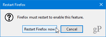 Restartujte Firefox