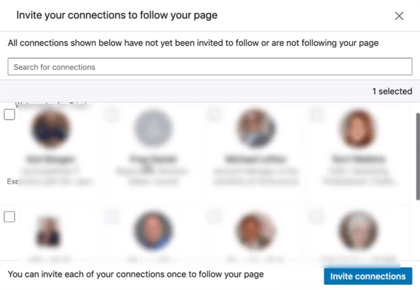 Pozvěte společnost Connections, aby sledovala vaši stránku LinkedIn, krok 2.