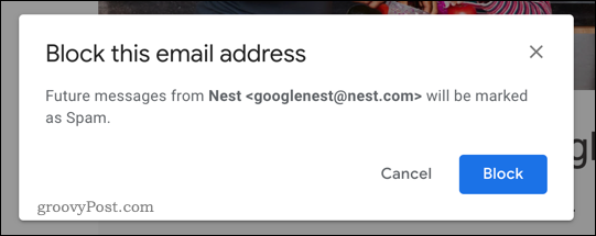 Tlačítko Blokovat v Gmailu