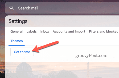 Tlačítko Nastavit motiv Gmailu