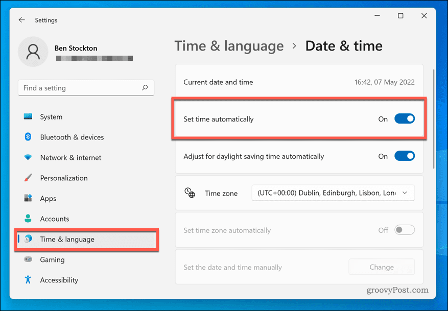 Nastavení časového pásma ve Windows 11