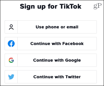 Zaregistrujte se do TikToku na webu