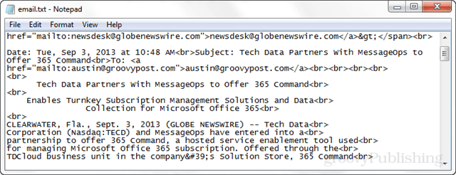 Uložit a zobrazit úplná e-mailová zdrojová data v aplikaci Outlook 2013