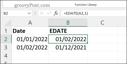 Další příklady vzorce EDATE v Excelu