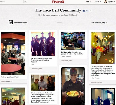 Kariéra společnosti Taco Bell na Pinterestu