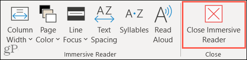 Zavřete pohlcující čtečku v aplikaci Word