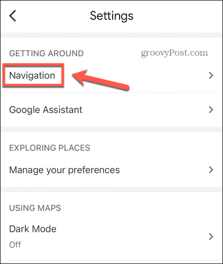 nastavení navigace google maps