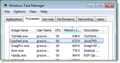 Snímek obrazovky: Windows 7 Task Manager