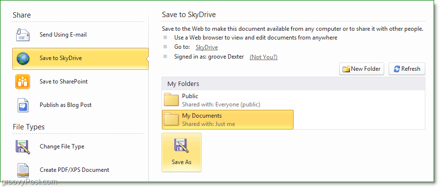 Jak ukládat soubory a dokumenty Microsoft Office 2010 do SkyDrive