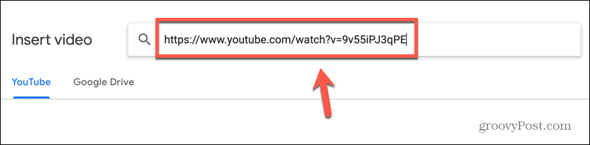 google slides vložil adresu URL youtube
