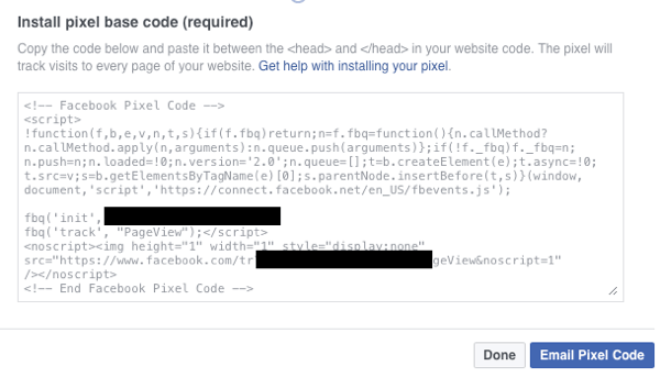 Ujistěte se, že máte na svém webu nainstalovaný základní pixelový kód Facebooku.