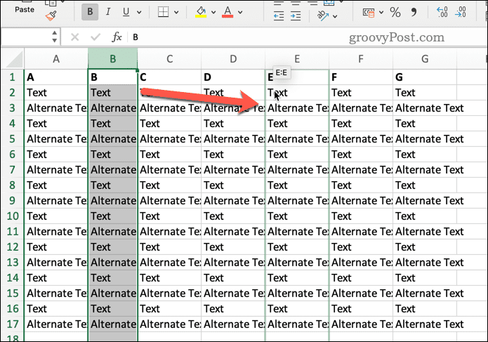 Přesunutí sloupce v Excelu