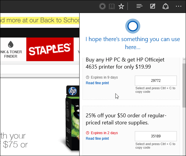 Staples web Edge Windows 10