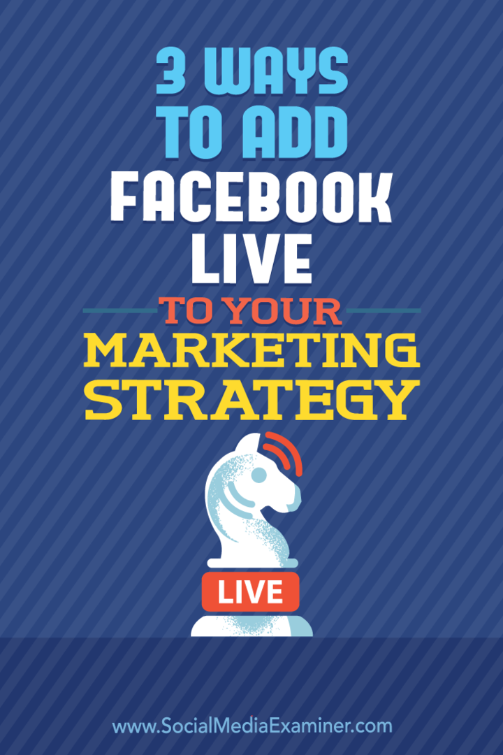 3 způsoby, jak přidat Facebook Live do své marketingové strategie Matt Secrist v průzkumu sociálních médií.