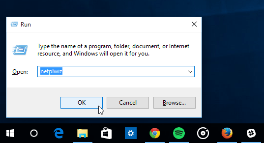 Dialog spuštění systému Windows 10