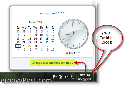 Windows 7 zobrazuje hodiny z hlavního panelu
