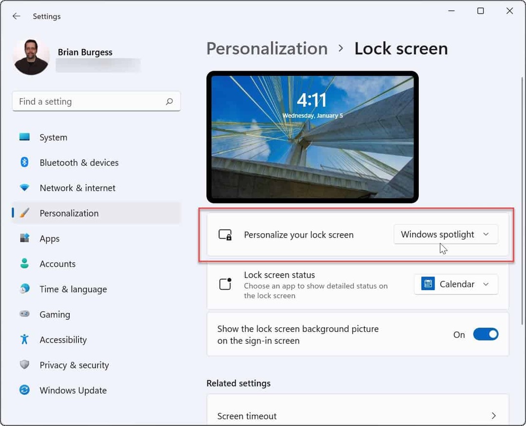 Přizpůsobte zamykací obrazovku Windows 11