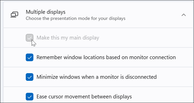 přesunout hlavní panel na druhý monitor ve Windows 11