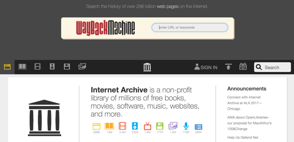 Webové stránky, jako je Way Back Machine, mohou zaznamenávat obsah z webů sociálních médií, které indexují vyhledávače.