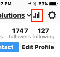 Klepnutím na ikonu sloupcového grafu získáte přístup k Instagram Insights.