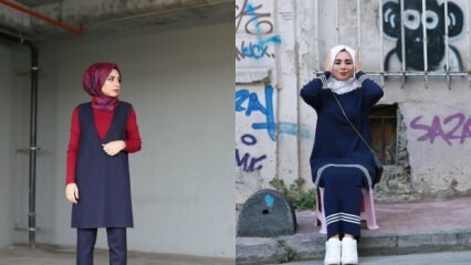 Tmavě modré oblečení v hidžábském oděvu