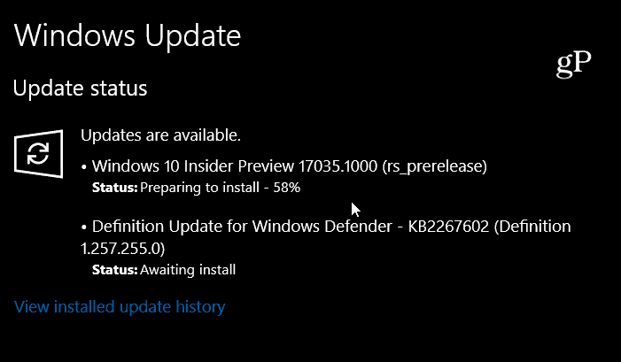 Windows 10 Náhled sestavení 17035
