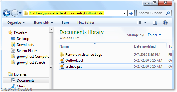 výchozí složka souborů pst aplikace Outlook 2010 