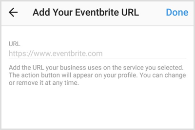 Přidejte adresu URL pro účet nebo stránku aplikace třetí strany
