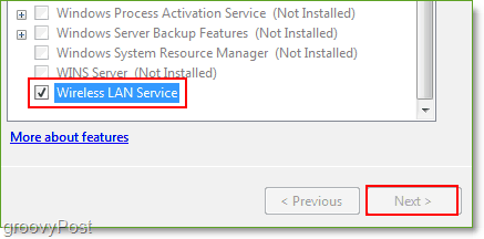 Screenshot - Windows Server 2008 Povolení funkce bezdrátové sítě LAN