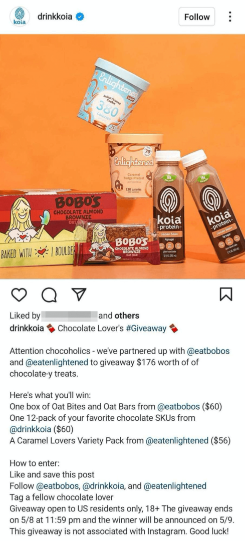 obrázek obchodního příspěvku na Instagramu s dárkem na společné značce