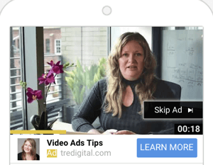Jak nastavit kampaň s reklamami na YouTube, krok 6, vyberte formát reklamy na YouTube, příklad reklam TrueView