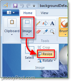 změnit velikost obrázku v systému Windows 7 malovat kliknutím na obrázek a potom změnit velikost