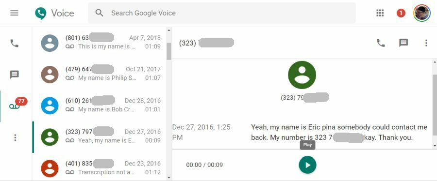 hlasové hlasové schránky Google