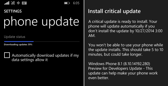 Windows Phone 8-1 Kritická aktualizace
