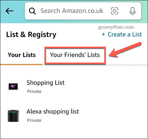 Prohlédněte si seznamy přání přátel v aplikaci Amazon