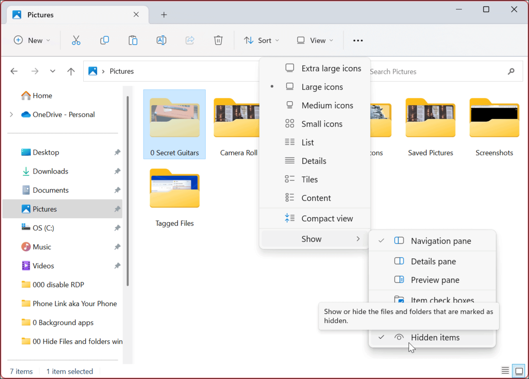 Skrýt soubory a složky v systému Windows 11