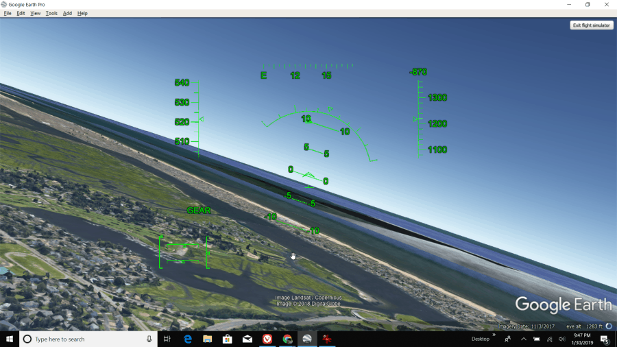 google Earth letový simulátor