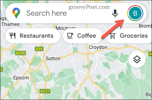 Otevřete ikonu profilu v Mapách Google